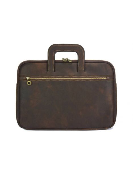 Porte documents en cuir de veau marron foncé, JOUR. Tony et Paul. Tony & Paul