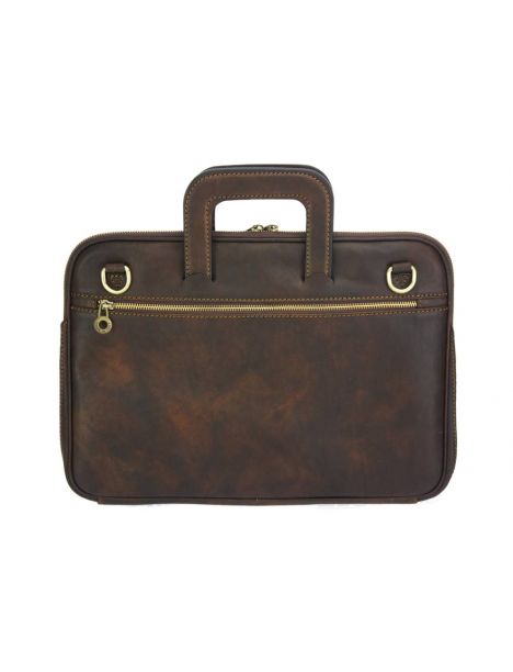 Porte documents en cuir de veau marron foncé, JOUR. Tony et Paul. Tony & Paul