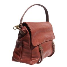 Sac bandoulière Freestyle, en cuir marron et marron foncé. Tony et Paul. Tony & Paul