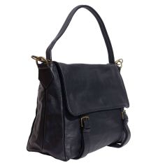 Sac bandoulière Freestyle, en cuir noir. Tony et Paul. Tony & Paul