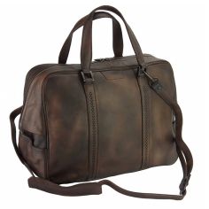 Sac De Voyage En Cuir Vintage Marron Foncé, Danilo. Tony Et Paul. Tony & Paul