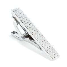 Pince à cravate Slim 4cm Alabama argentée tartan Clj Charles Le Jeune