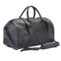 Sac De Voyage En Cuir Vintage Noir, Serafino. Tony Et Paul. Tony & Paul