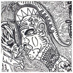 Carré 90 Combas Couple Psychopatex Noir et blanc Brochier Soieries 1890