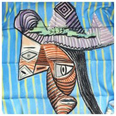 Carré 90 Picasso Buste de femme au chapeau rayé Brochier Soieries 1890