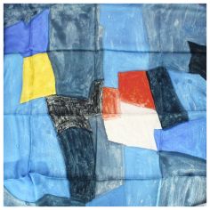 Carré 90 Poliakoff Composition pour carnet enluminures, 1965 Bleu Brochier Soieries 1890