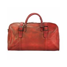 Sac De Voyage En Cuir Vintage Marron Rouge, Serafino. Tony Et Paul. Tony & Paul 2