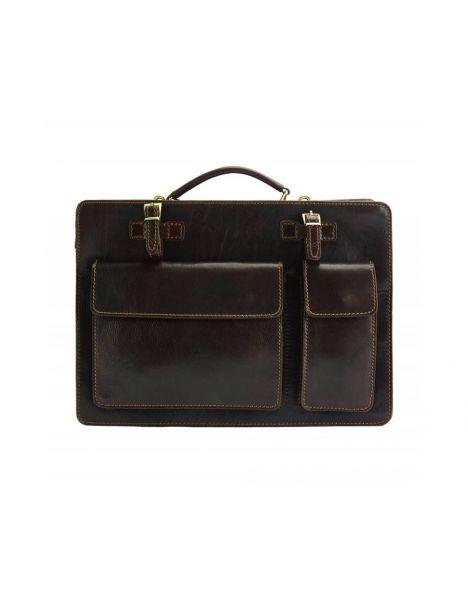 Serviette En Cuir De Veau Marron Foncé, Daniele. Tony Et Paul. Tony & Paul