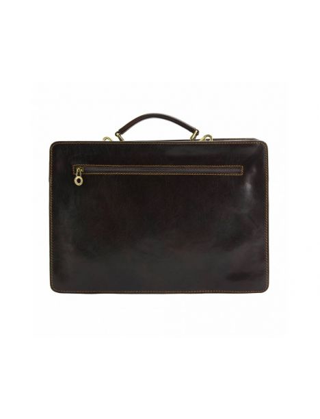 Serviette En Cuir De Veau Marron Foncé, Daniele. Tony Et Paul. Tony & Paul