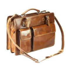 Serviette En Cuir De Veau Marron Clair, Daniele. Tony Et Paul. Tony & Paul