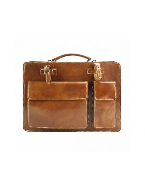 Serviette En Cuir De Veau Marron Clair, Daniele. Tony Et Paul. Tony & Paul