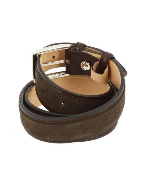 Ceinture cuir, Cuir et Daim Chesnut, 35mm bords surpiqués Robert Charles
