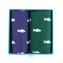 Set de 2 mouchoirs brodés. Poissons Cravate Avenue Signature
