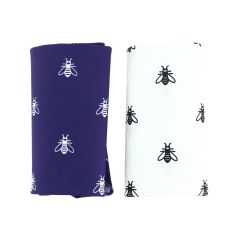 Set de 2 mouchoirs brodés. mouche blanc Bleu Cravate Avenue Signature