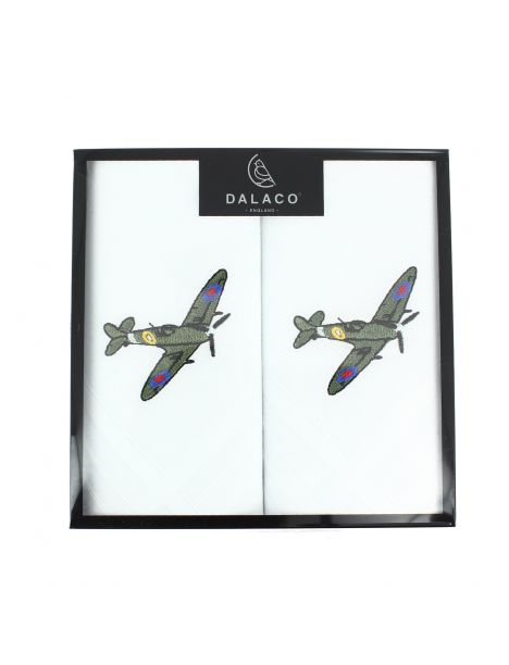 Set de 2 mouchoirs brodés. Avion de combat Cravate Avenue Signature