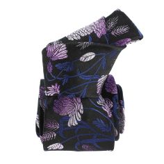 Cravate noire Segni Disegni Luxe, Faite main. Pivoines mauve et Bleues Segni et Disegni