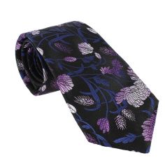 Cravate noire Segni Disegni Luxe, Faite main. Pivoines mauve et Bleues Segni et Disegni 2