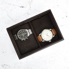 Plateau empilable montres stacker, Module4 Mini Marron exécutif, cuir végétalien. Stackers UK 2