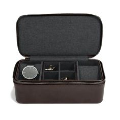 Ecrin de rangement Voyage 2 Montres et 4 Boutons de manchette. Marron Jacob Jones