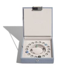 Ecrin 18 Charms et Bracelet. cuir végan Bleu et intérieur velours. Stackers UK