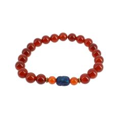 Bracelet tête de Bouddha, Véritable Cornaline rouge. Cravate Avenue Signature