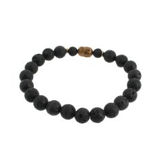 Bracelet tête de Bouddha, Véritable Pierre de lave noire. Cravate Avenue Signature 2