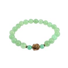 Bracelet tête de Bouddha, Véritable Aventurine verte. Cravate Avenue Signature