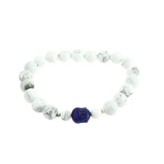 Bracelet tête de Bouddha, Véritable Howlite blanche. Cravate Avenue Signature