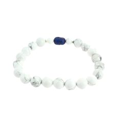 Bracelet tête de Bouddha, Véritable Howlite blanche. Cravate Avenue Signature 2