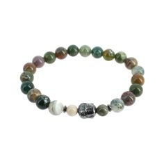 Bracelet tête de Bouddha, Véritable Agate mousse. Cravate Avenue Signature