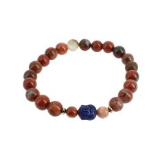 Bracelet tête de Bouddha, Véritable Jaspe rouge. Cravate Avenue Signature