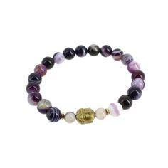Bracelet tête de Bouddha, Véritable Agate Violette. Cravate Avenue Signature
