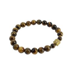 Bracelet tête de Bouddha, Véritable Oeil de tigre marron. Cravate Avenue Signature 2