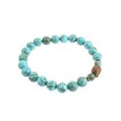 Bracelet tête de Bouddha, Véritable Howlite Turquoise. Cravate Avenue Signature 2