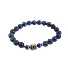 Bracelet tête de Bouddha, Véritable Lapis Lazuli. Cravate Avenue Signature