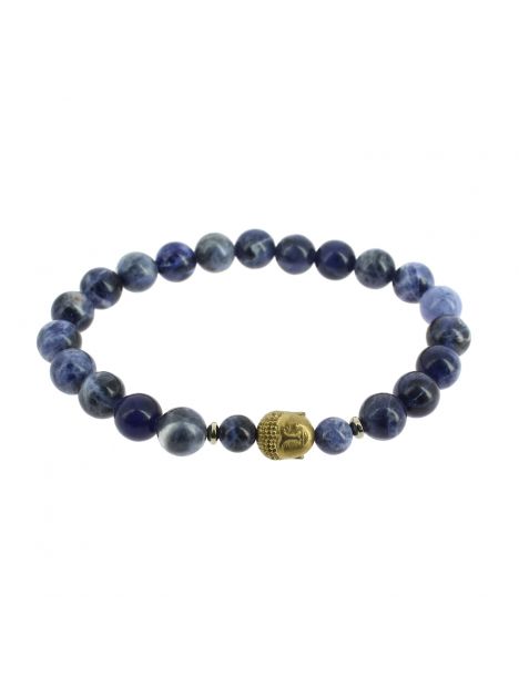 Bracelet tête de Bouddha, Véritable Sodalite Bleu. Cravate Avenue Signature