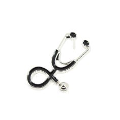 Pin's stéthoscope argenté et noir - MEDECIN Clj Charles Le Jeune 2