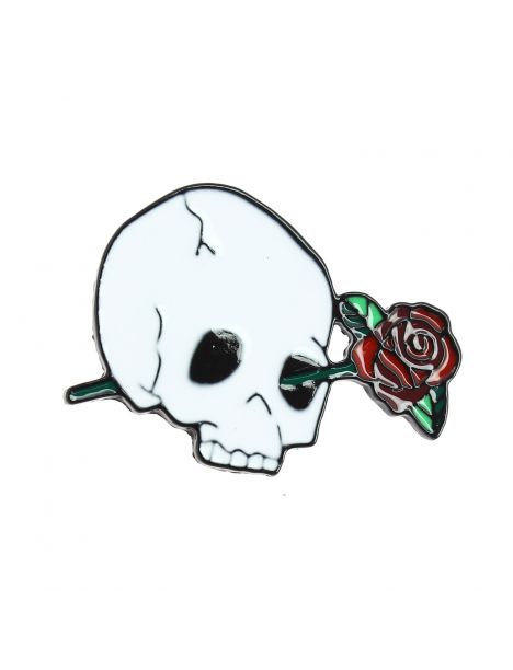 Pin's crâne et Rose rouge Clj Charles Le Jeune Pins