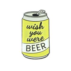 Pin's canette de bière jaune, Wish you were beer Clj Charles Le Jeune