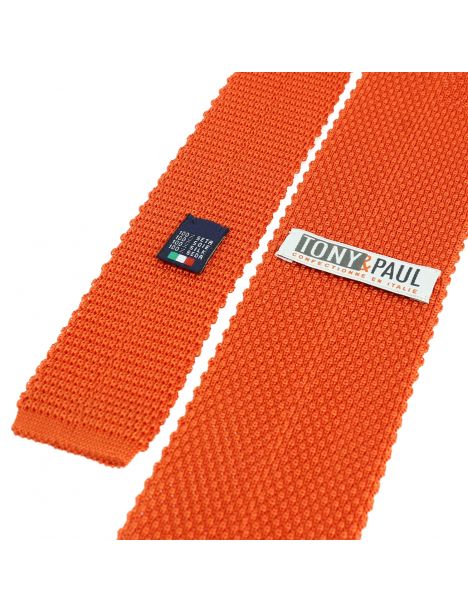 Cravate Tricot de soie, orange clémentine, Tony & Paul Tony & Paul