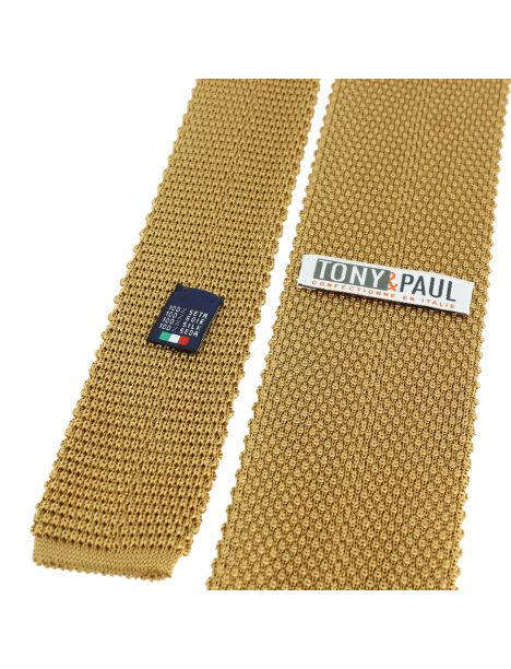 Cravate Tricot de soie, marron tabac, Tony & Paul Tony & Paul