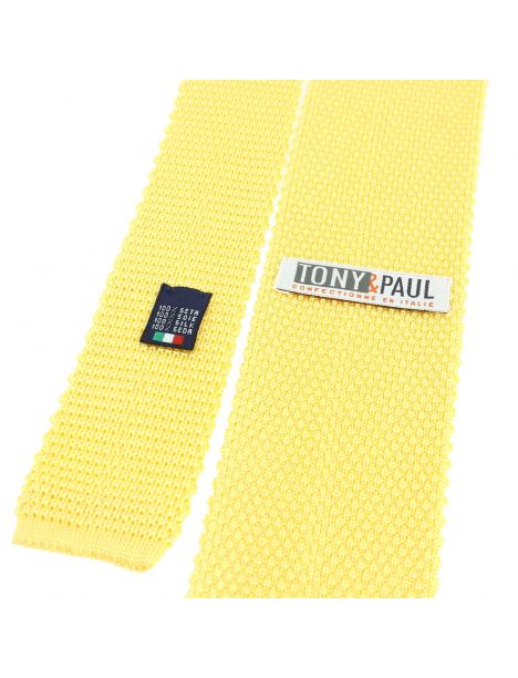 Cravate Tricot de soie, jaune paille, Tony & Paul Tony & Paul