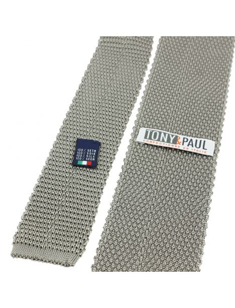 Cravate Tricot de soie, gris acier, Tony & Paul Tony & Paul