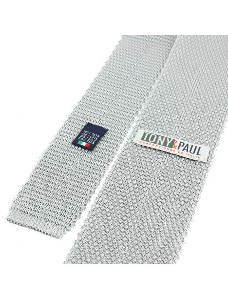 Cravate Tricot de soie, gris argent, Tony & Paul Tony & Paul
