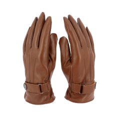 Gants homme en cuir doublé polaire avec surpiqures et sangle au poignet. Bristol. Clj Charles Le Jeune 2
