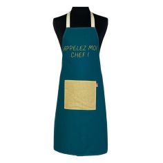 Tablier de cuisine Appelez Moi Chef ! Pétrole. Emmanuel Création