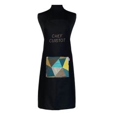 Tablier de cuisine Chef Cuistot Noir. Emmanuel Création