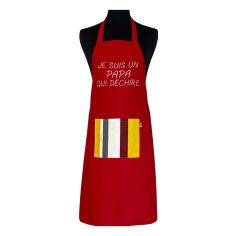 Tablier de cuisine Je Suis Un Papa Qui Déchire Rouge. Emmanuel Création