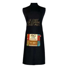 Tablier de cuisine Le Chef En Cuisine C'Est Moi Noir. Emmanuel Création