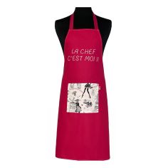 Tablier de cuisine La Chef En Cuisine C'Est Moi Rose. Emmanuel Création